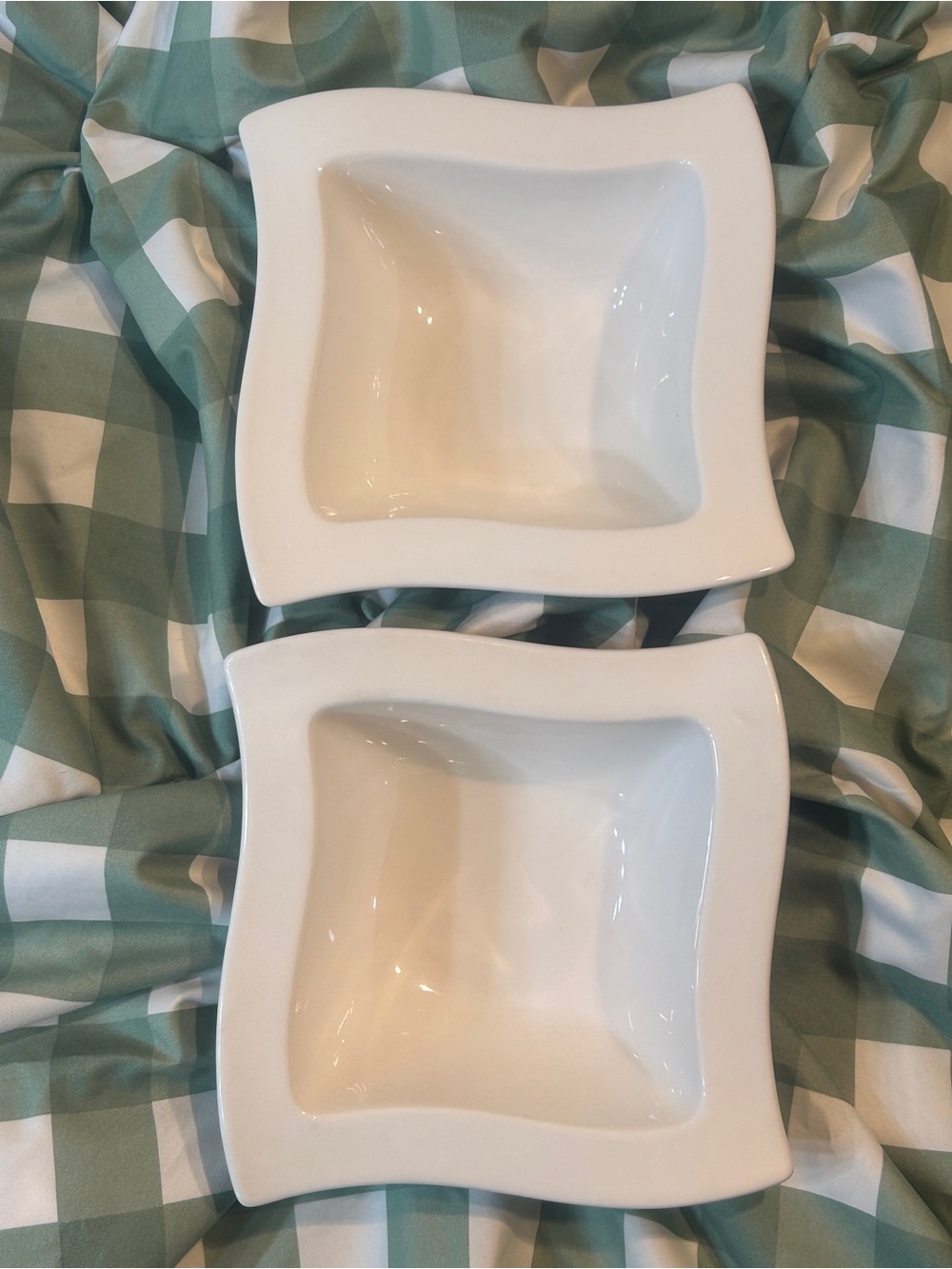 Set of 2 Villeroy & Boch New Wave Square Bowls Multipurpose Cereal Pasta 6 3/4”